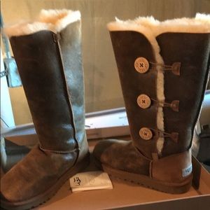 UGG Bailey Button Triplet Bomber Boots - Authentic